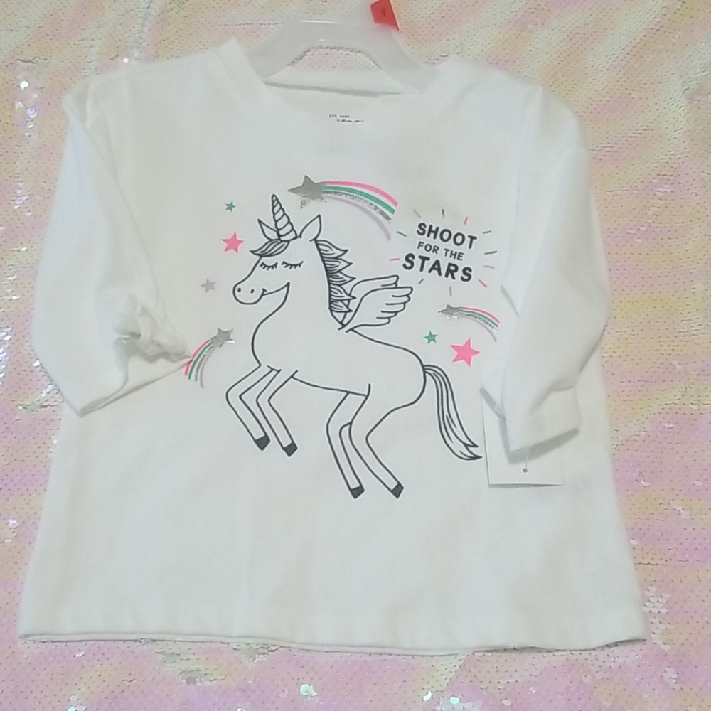 ❤ Oshkosh Toddler white unicorn T-Shirt Size 2T